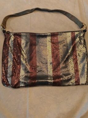 Whiting and David Metallic Mesh Stripe Shoulder Bag